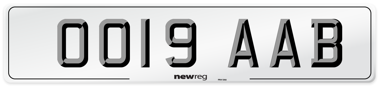 OO19 AAB Number Plate from New Reg